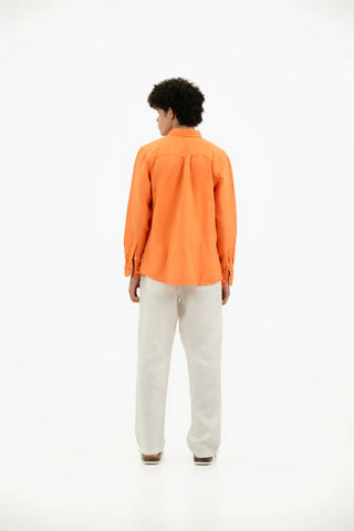 VELAIR LINEN NEON ORANGE SHIRT