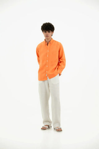VELAIR LINEN NEON ORANGE SHIRT