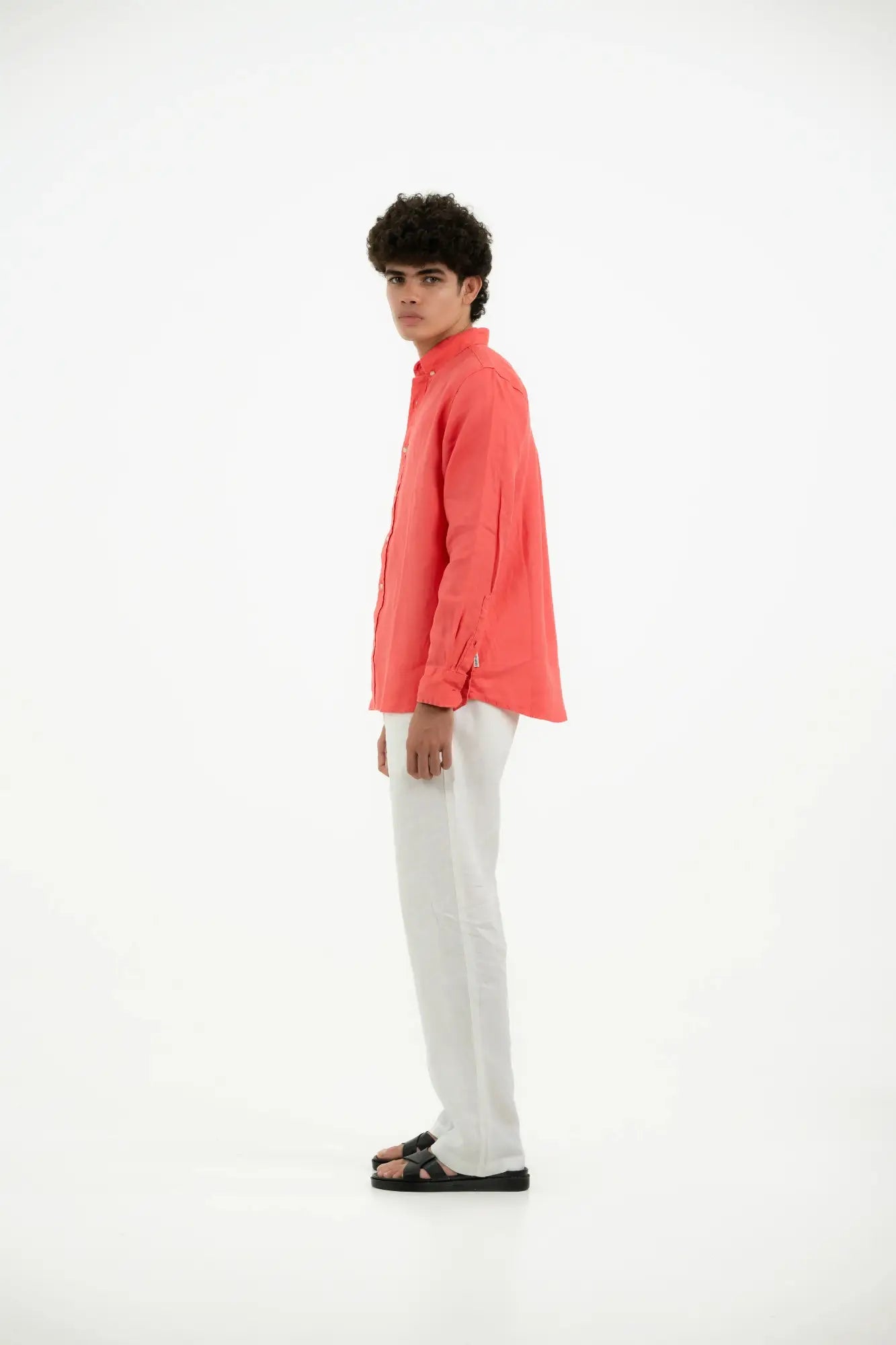 VELAIR LINEN PEACH ORANGE SHIRT