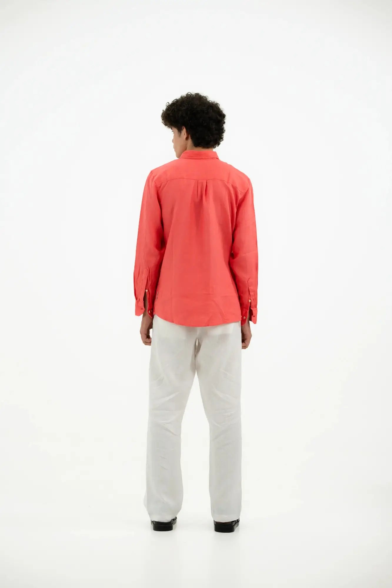 VELAIR LINEN PEACH ORANGE SHIRT