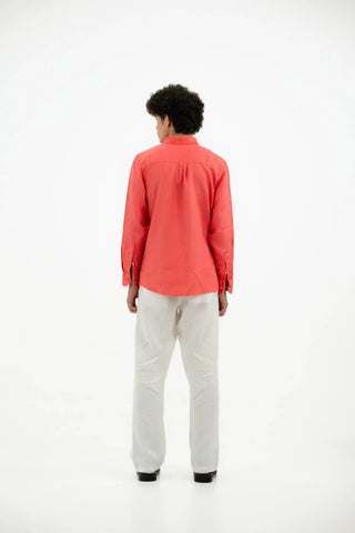 VELAIR LINEN PEACH ORANGE SHIRT