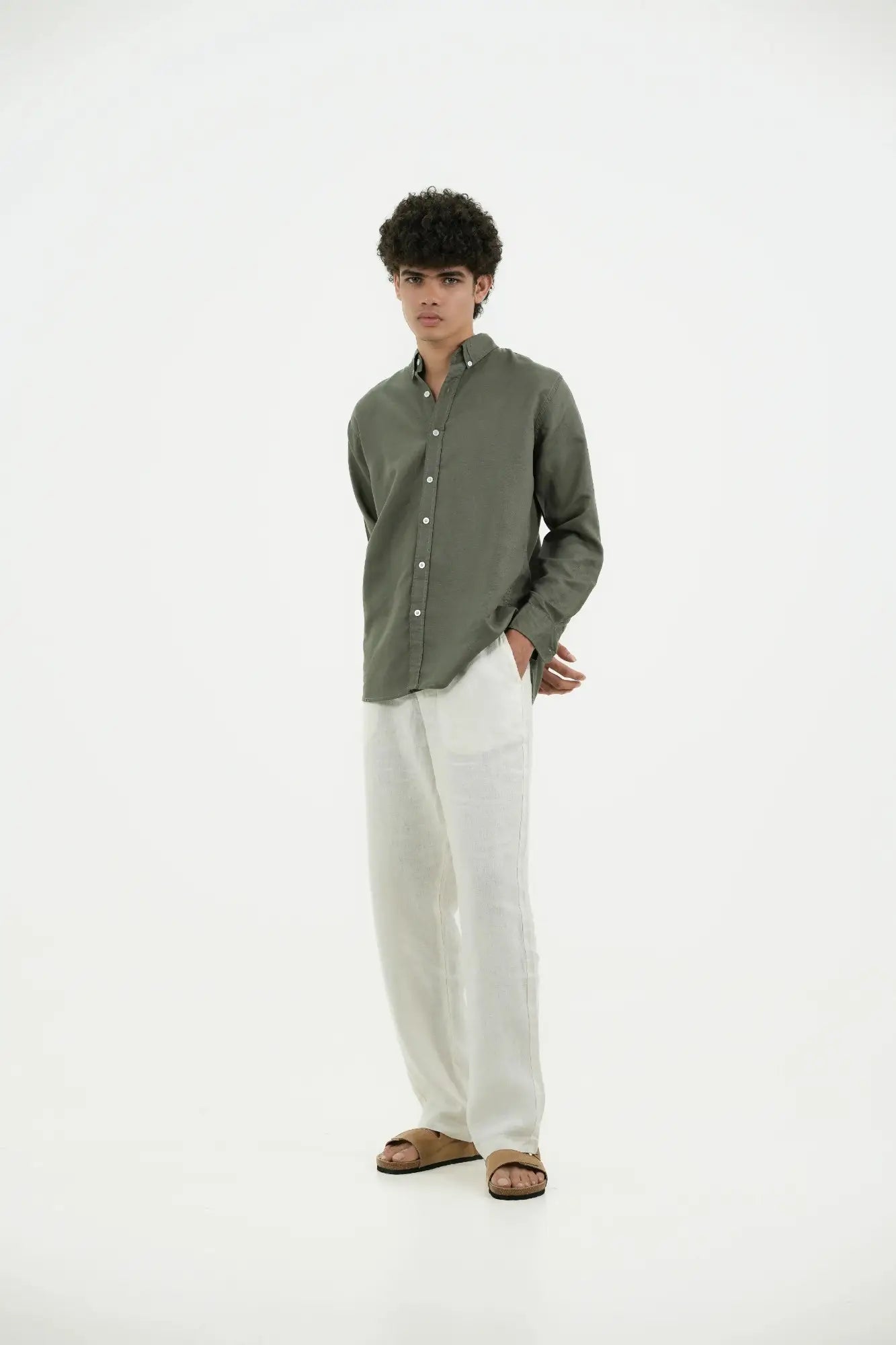 VELAIR LINEN SAGE GREEN SHIRT
