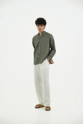 VELAIR LINEN SAGE GREEN SHIRT